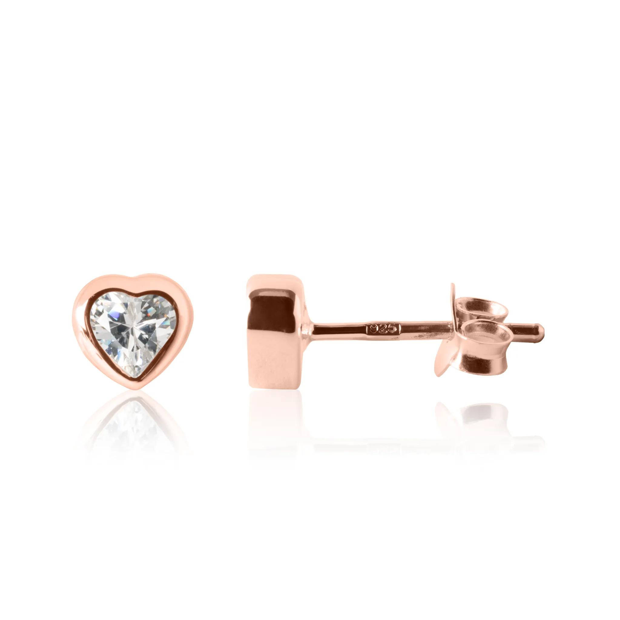 Sparkle Heart Earrings - Rose Gold