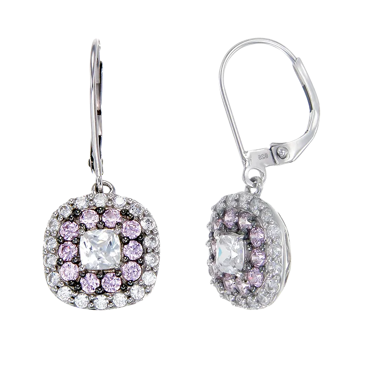 Sparkling Hypnotic White and Pink Earrings