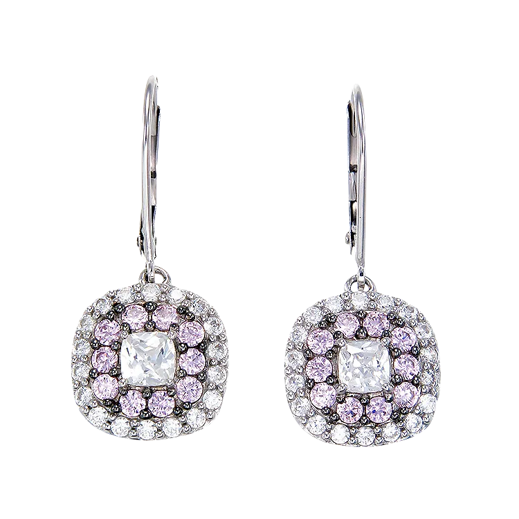 Sparkling Hypnotic White and Pink Earrings