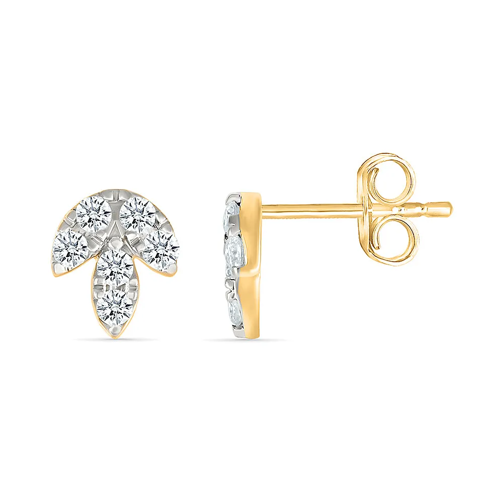 Sparkling Leaves Diamond  Earrings