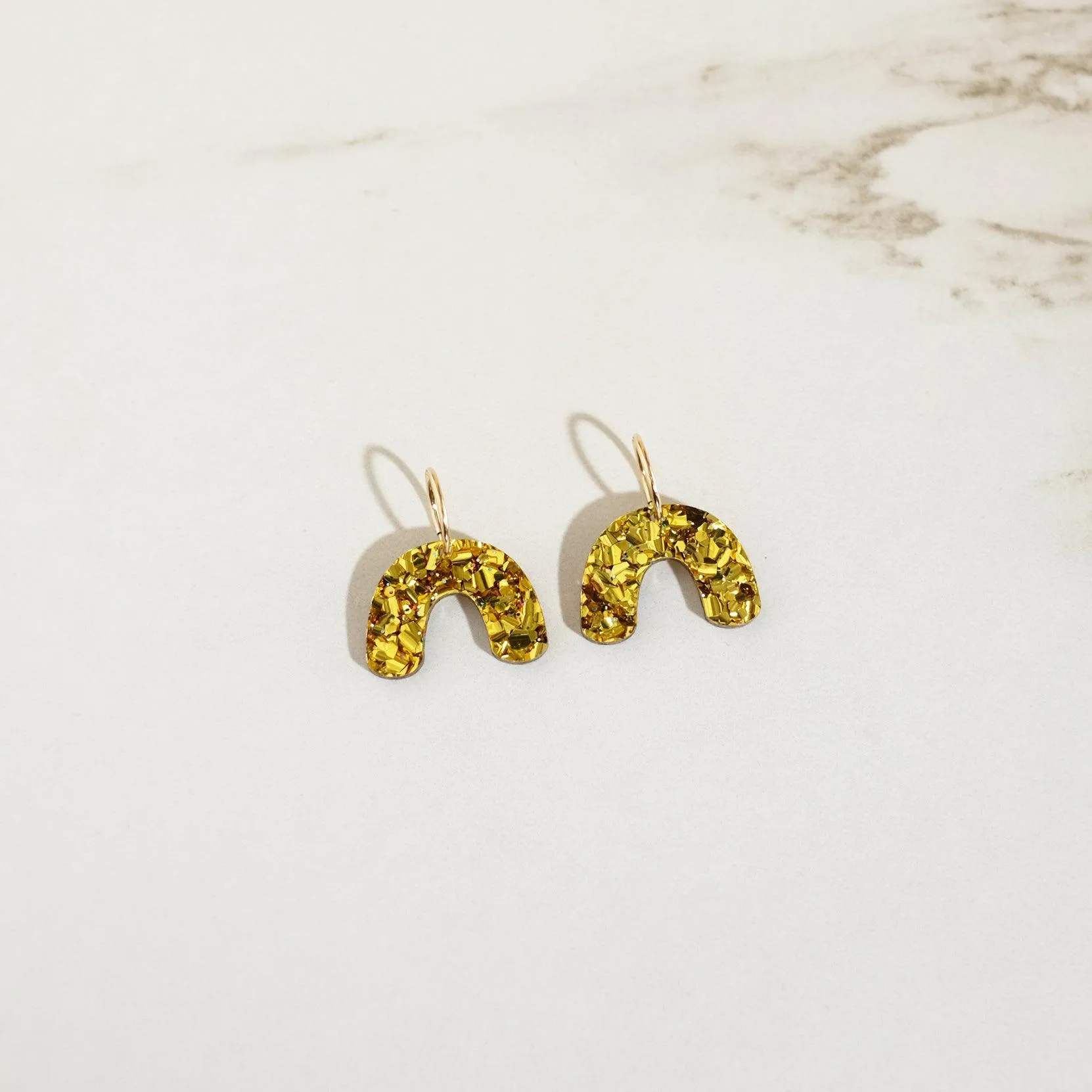 Sparkly Gold - Mini Arch Hoop Earrings