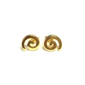 Sterling Silver 18 Karat Gold Overlay Greek Spira Stud Earrings