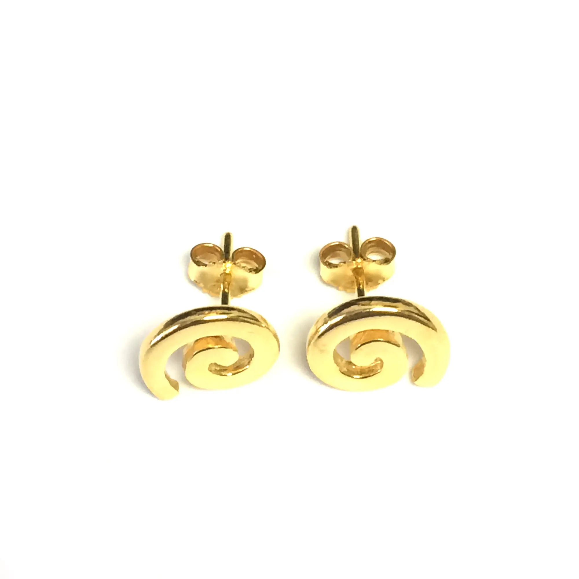 Sterling Silver 18 Karat Gold Overlay Greek Spira Stud Earrings