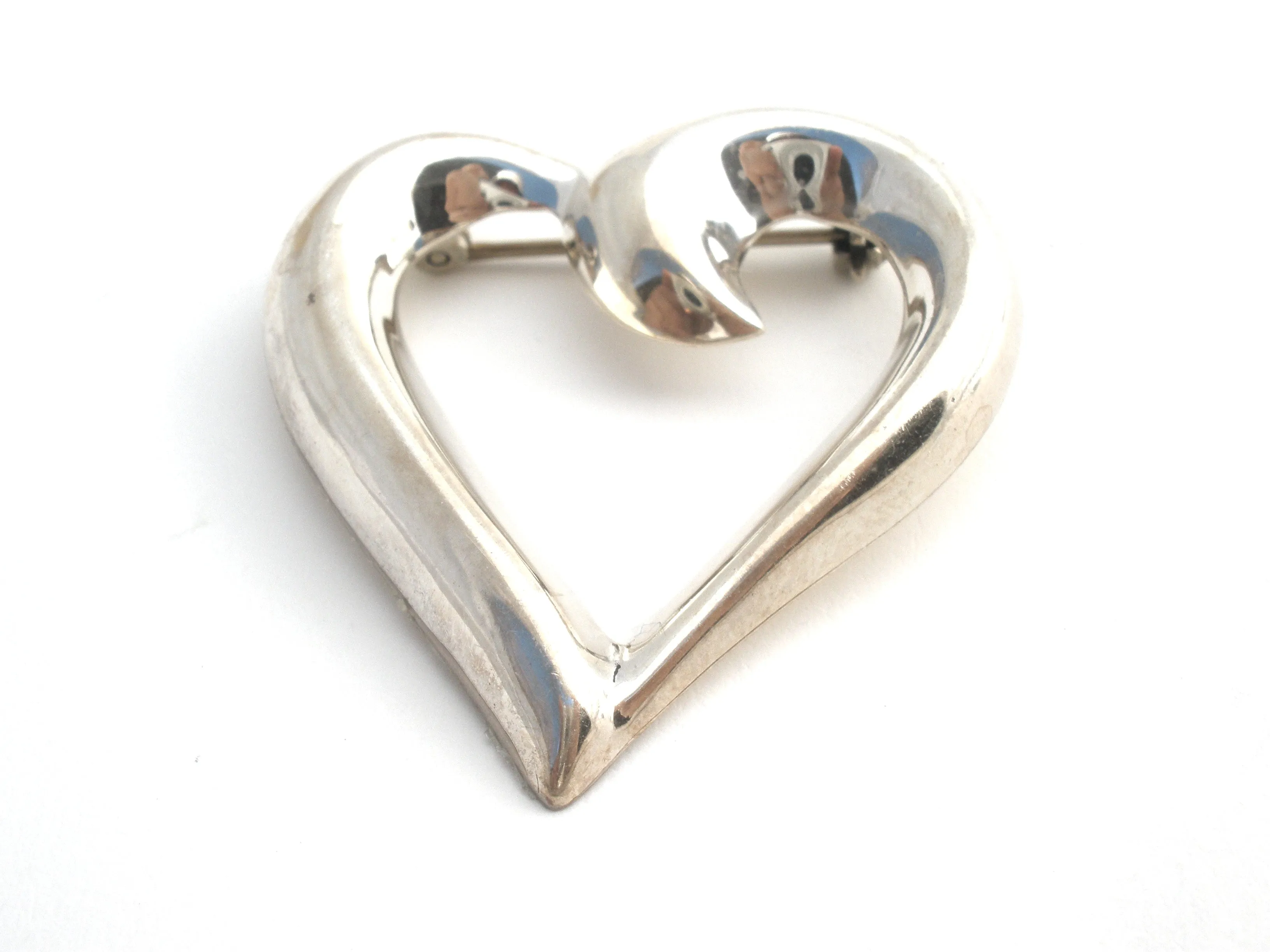 Sterling Silver Heart Brooch Vintage