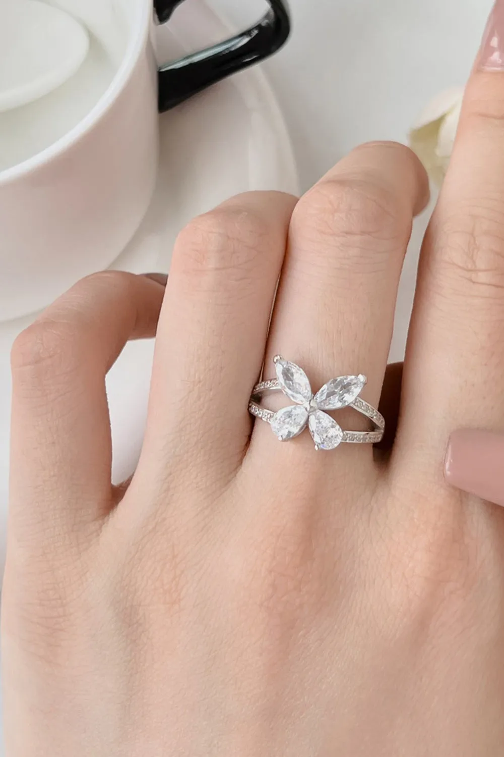 Sterling Silver Marquise Shape Butterfly Ring