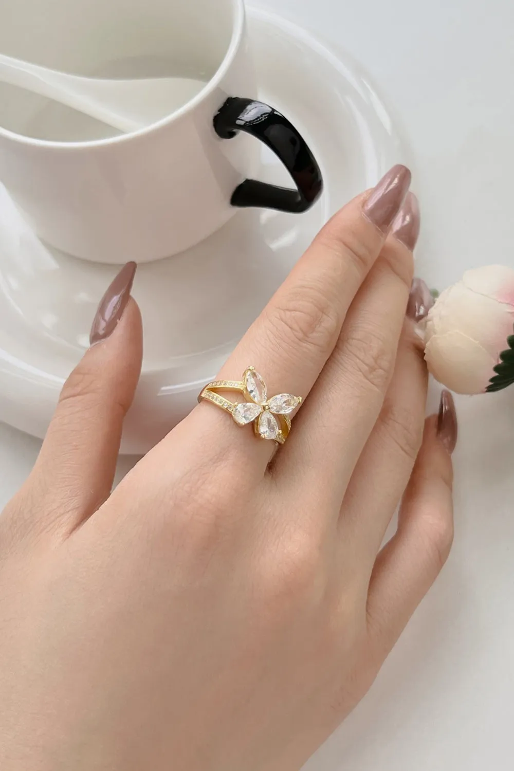 Sterling Silver Marquise Shape Butterfly Ring