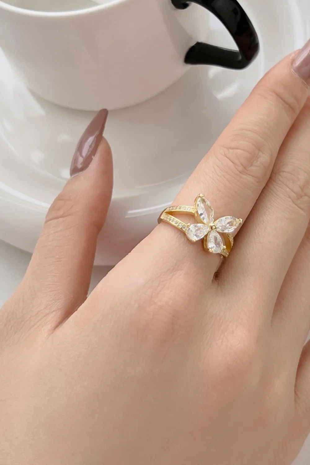 Sterling Silver Marquise Shape Butterfly Ring