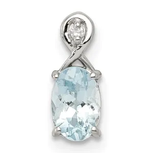 Sterling Silver Oval Gemstone and Diamond Accent Pendants