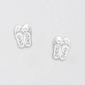 Sterling Silver Sparkling Ballet Shoe Stud Earrings - Perfect for Dancers