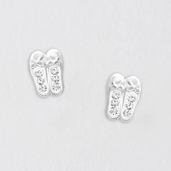 Sterling Silver Sparkling Ballet Shoe Stud Earrings - Perfect for Dancers