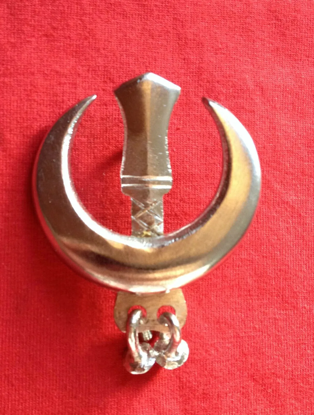 Stunning hand made sarbloh sikh chand tora brooch pin for singh turban patka