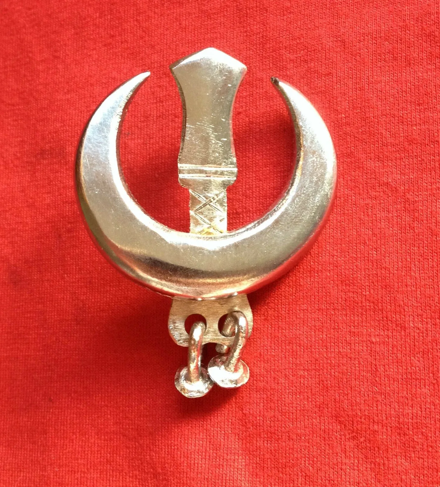 Stunning hand made sarbloh sikh chand tora brooch pin for singh turban patka