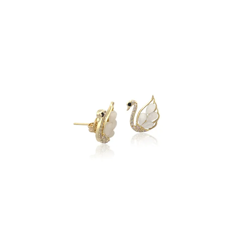 Swan Simulated Moonstone Earrings