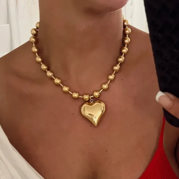 Tatum Gold Chunky Heart Necklace