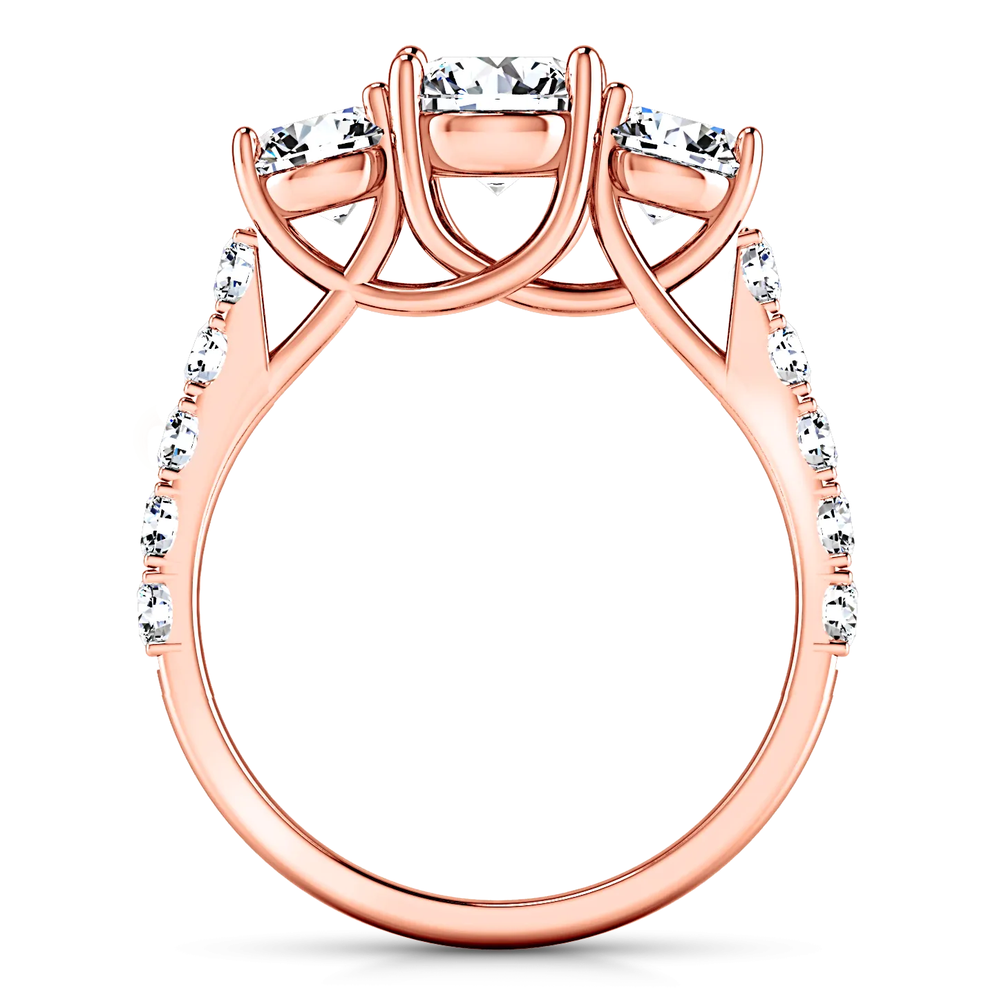 Three Stone Engagement Ring Victoria 14K Rose Gold