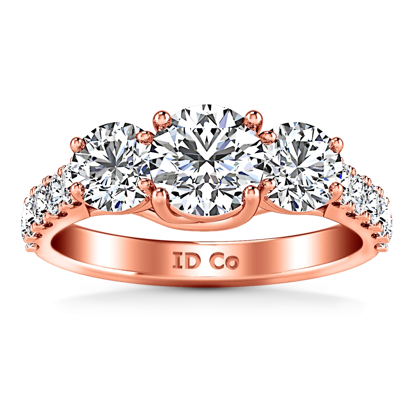 Three Stone Engagement Ring Victoria 14K Rose Gold