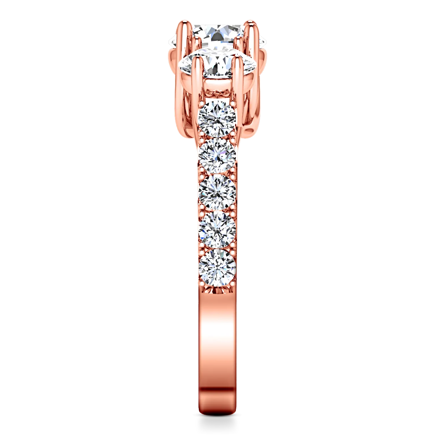 Three Stone Engagement Ring Victoria 14K Rose Gold