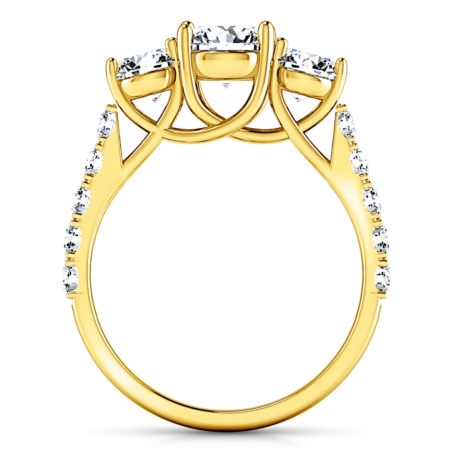 Three Stone Engagement Ring Victoria 14K Yellow Gold