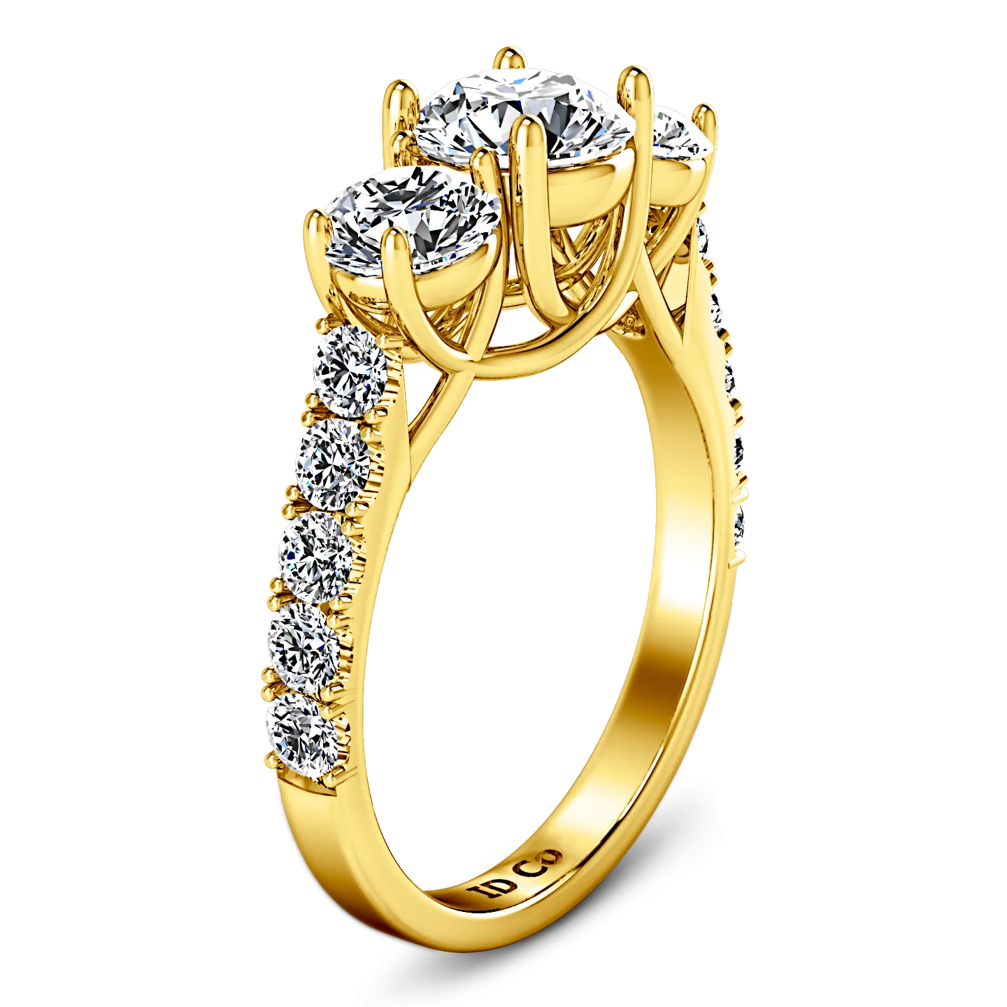 Three Stone Engagement Ring Victoria 14K Yellow Gold