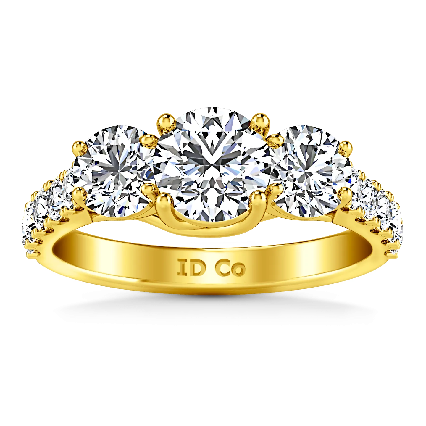 Three Stone Engagement Ring Victoria 14K Yellow Gold