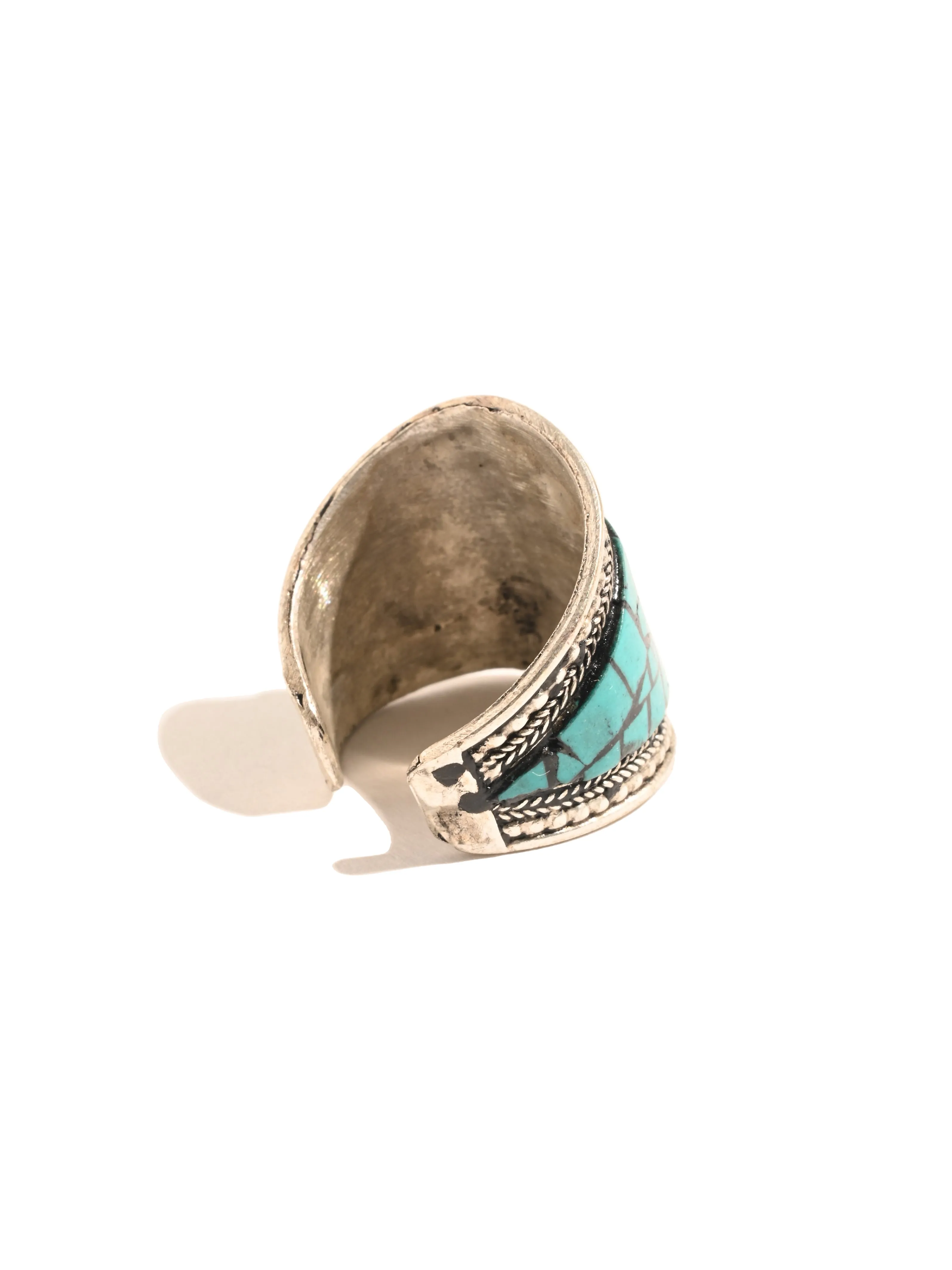 Tibetan Turquoise Om Finger Ring