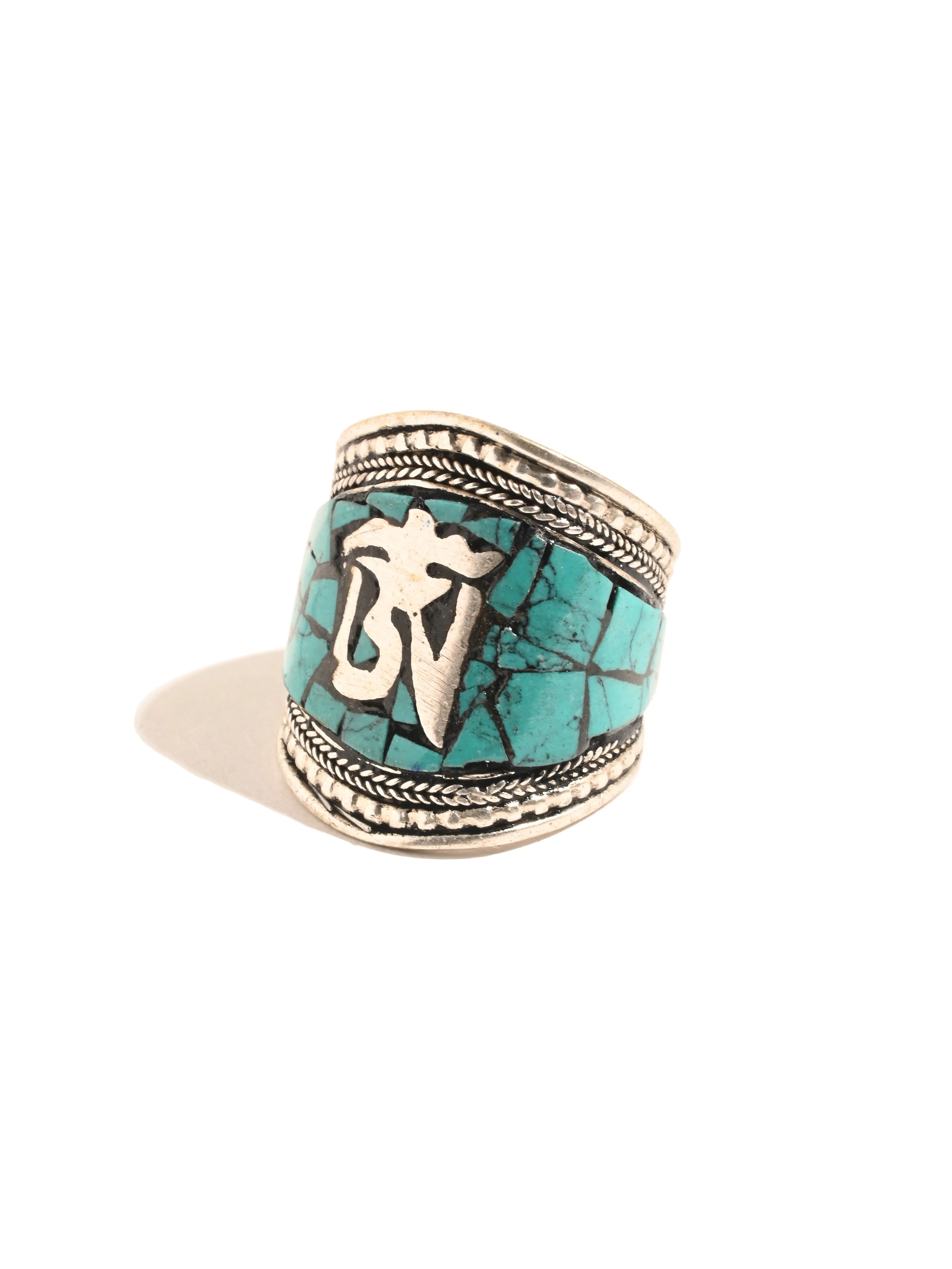 Tibetan Turquoise Om Finger Ring