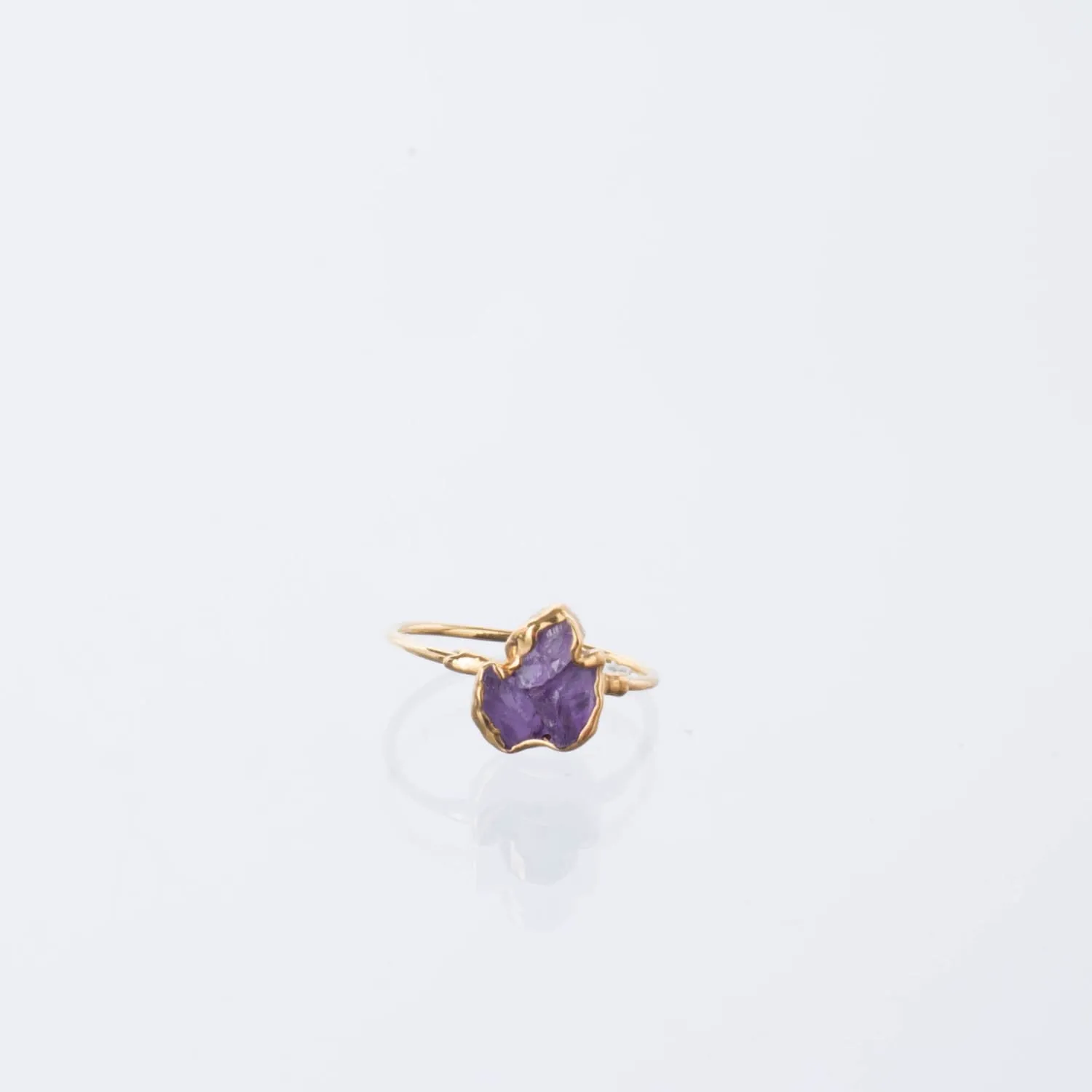 Triple Raw Amethyst Cluster Ring, Raw Stone Gold Ring, Amethyst Ring, Statement Ring, Raw Crystal Gemstone Ring, February Birthstone Ring