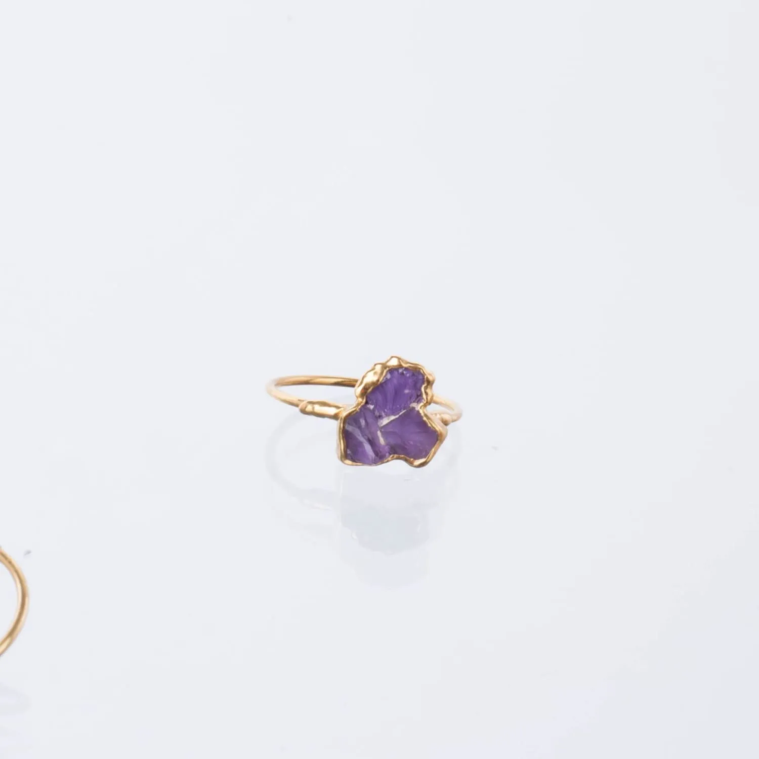 Triple Raw Amethyst Cluster Ring, Raw Stone Gold Ring, Amethyst Ring, Statement Ring, Raw Crystal Gemstone Ring, February Birthstone Ring