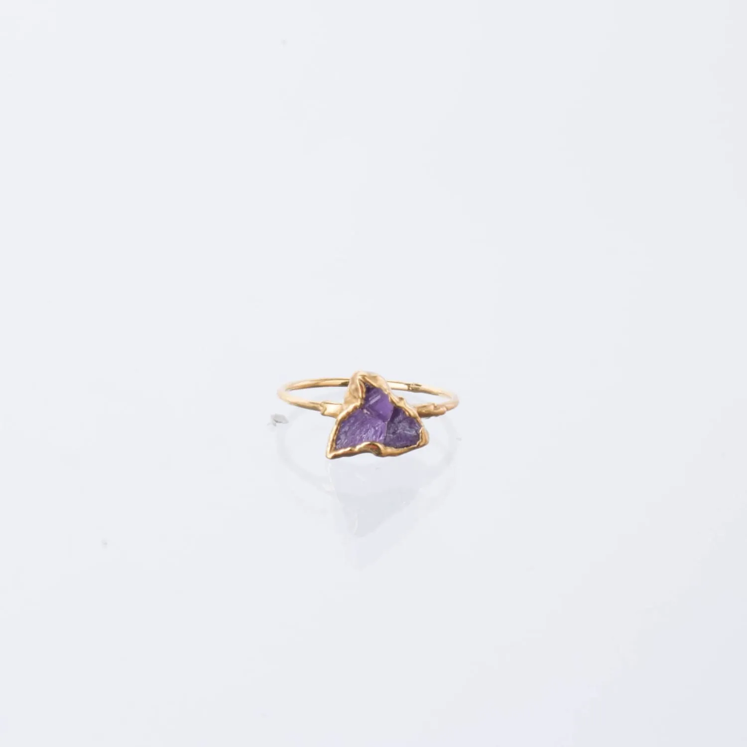 Triple Raw Amethyst Cluster Ring, Raw Stone Gold Ring, Amethyst Ring, Statement Ring, Raw Crystal Gemstone Ring, February Birthstone Ring