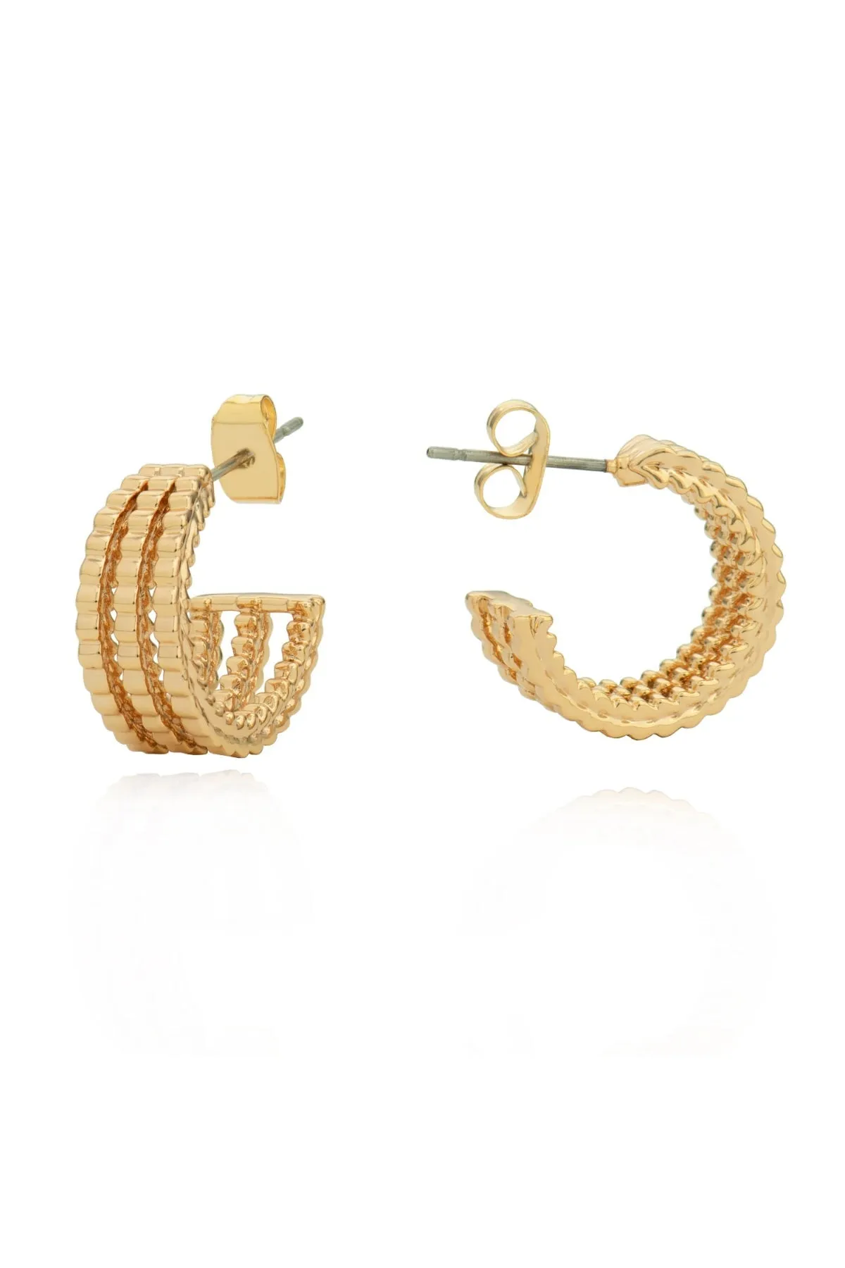 Triple Rope Gold Hoop Earrings