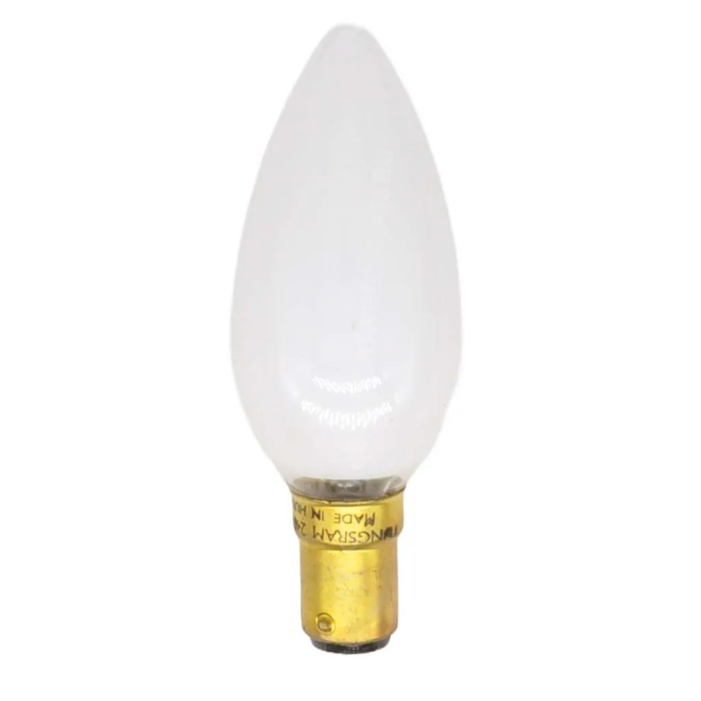 Tungsram Candle Incandescent Light Bulb B15 240V 25W Opal