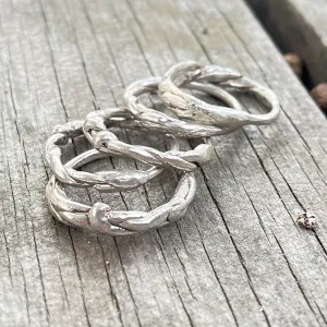 Twisted silver bands