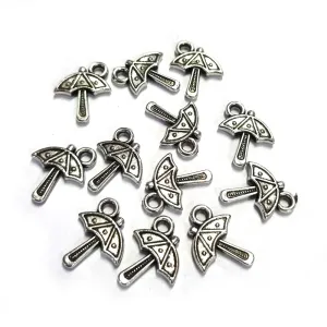 Umbrella Silver Oxidized Antique, Acrylic Plastic Materials beautiful charms for bracelets Jewelry Making (40 Pcs)