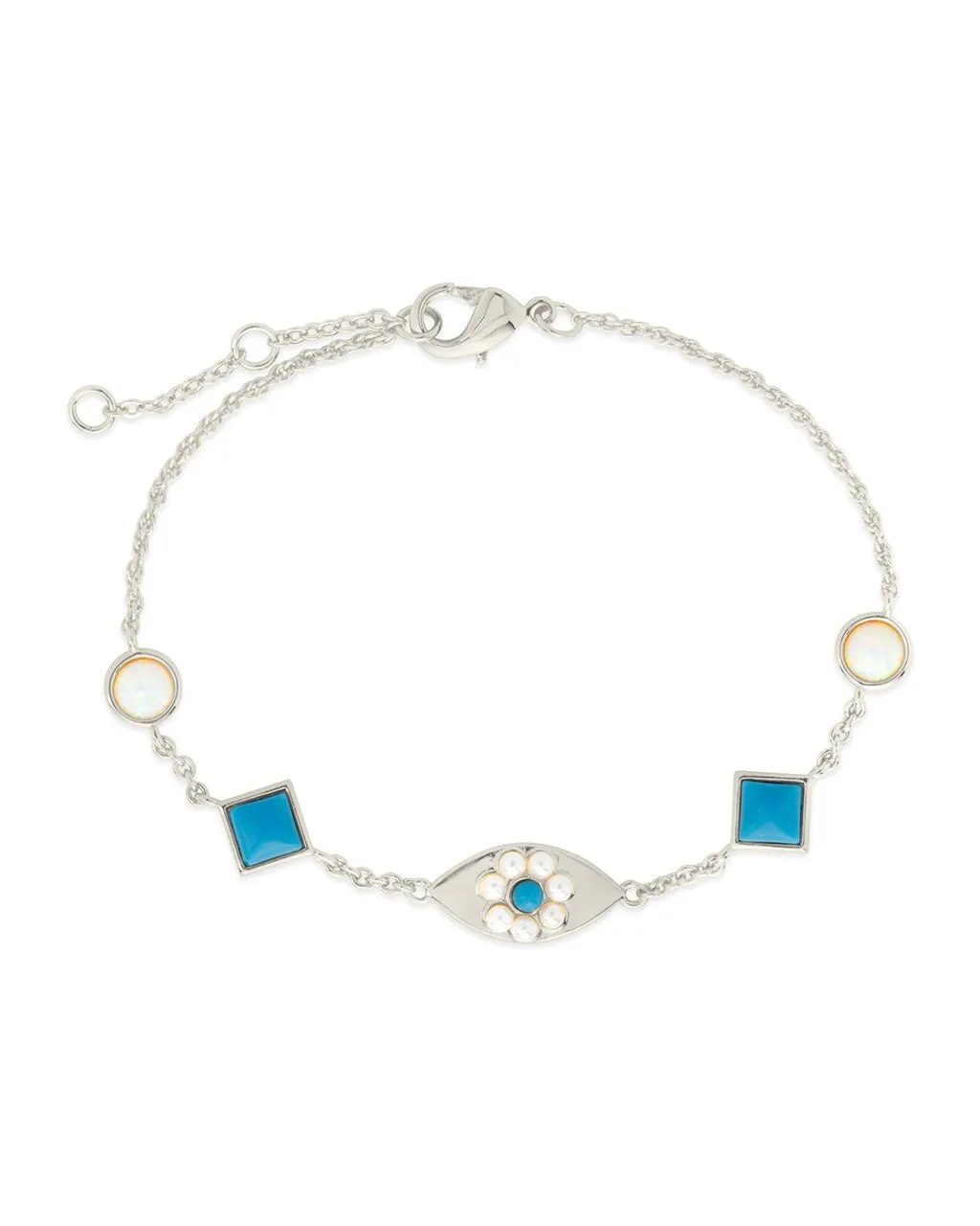 Varuna Turquoise Evil Eye & Pearl Charm Bracelet