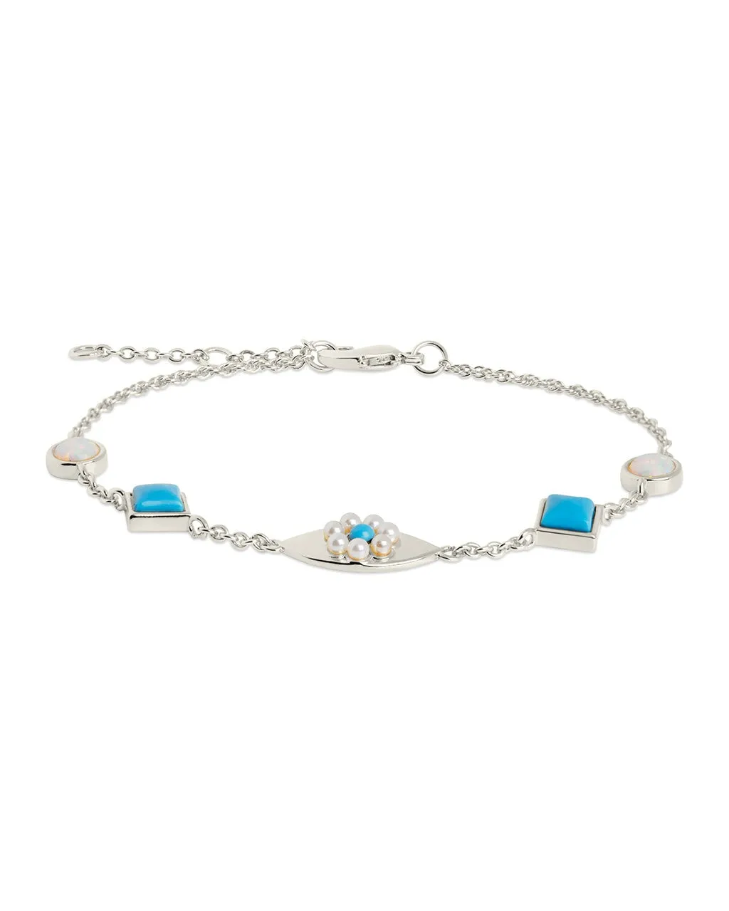 Varuna Turquoise Evil Eye & Pearl Charm Bracelet