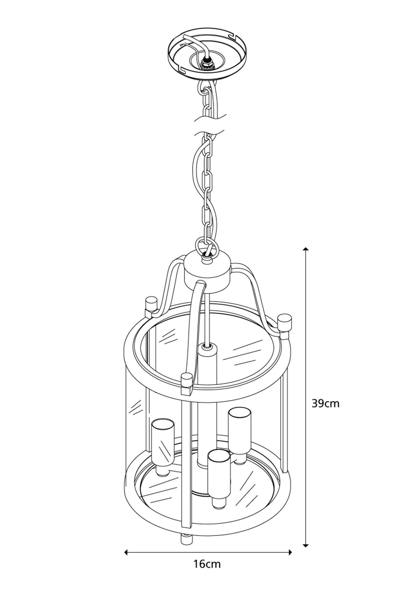 Village At Home Syble Chrome Lantern Ceiling Fitting