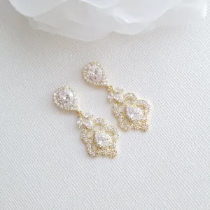 Vintage Gold Earrings for Weddings- Norma