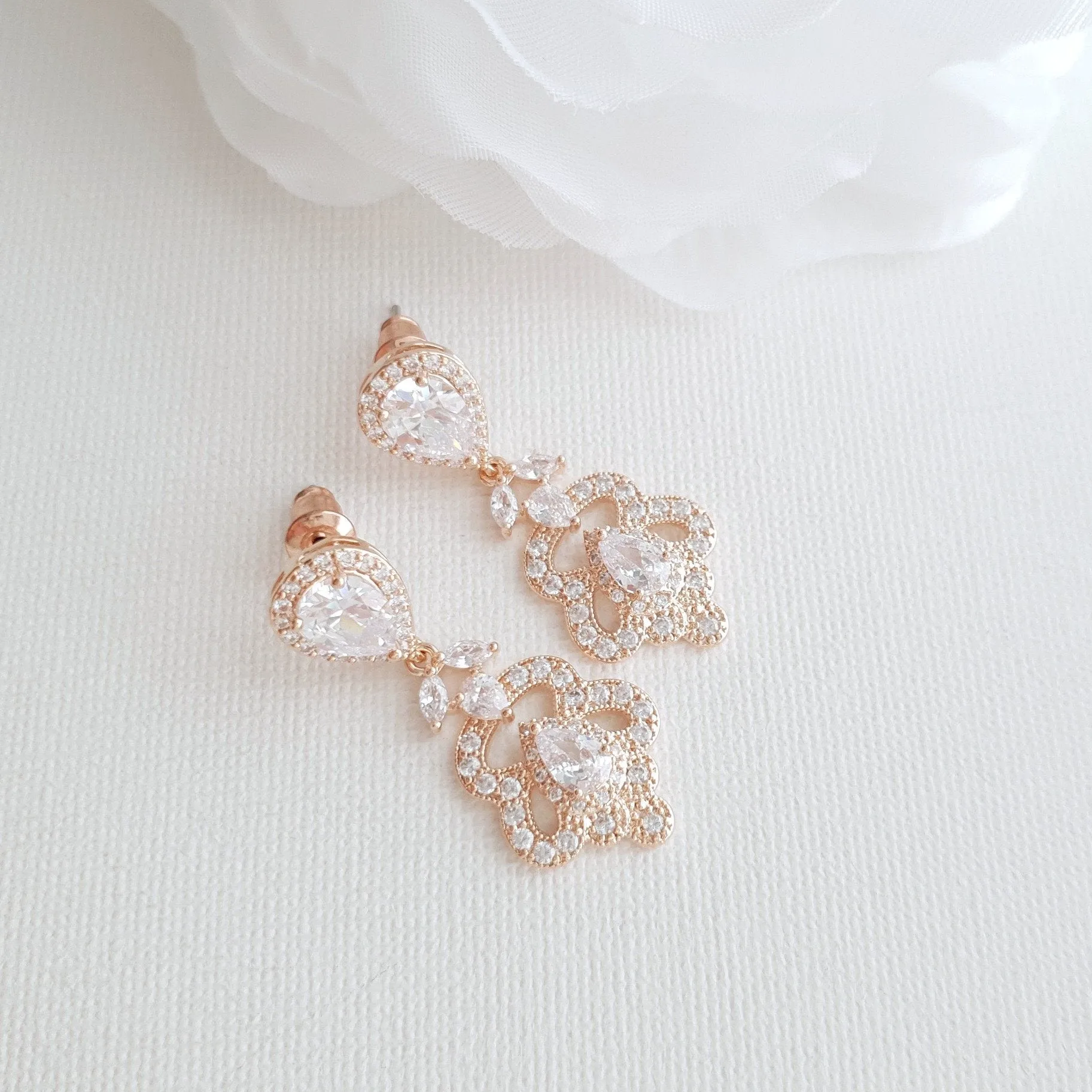 Vintage Gold Earrings for Weddings- Norma