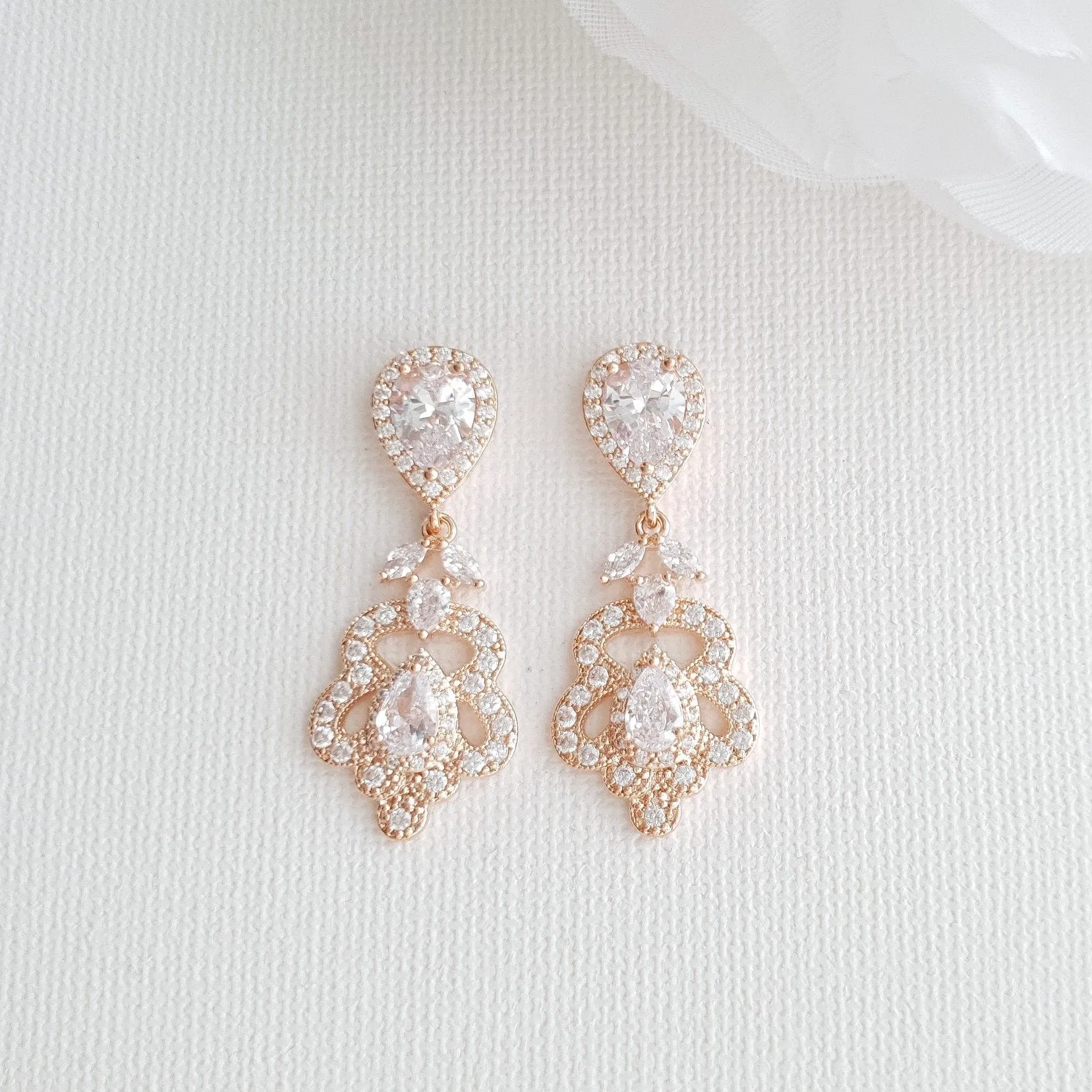 Vintage Gold Earrings for Weddings- Norma