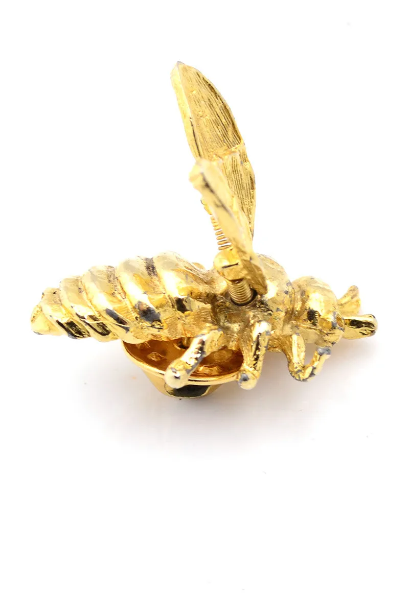 Vintage Gold Trembler Bee Pin Flutter Wings