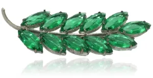 Vintage Green Glass Leaf Brooch