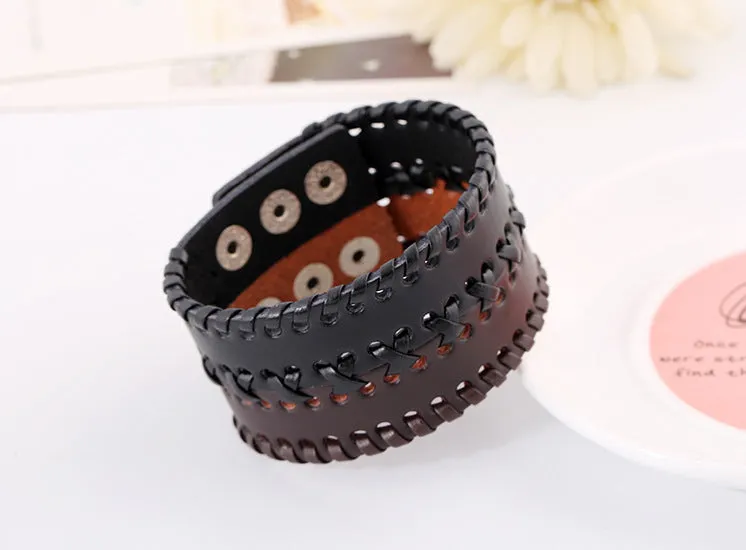 Vintage punk leather bracelet