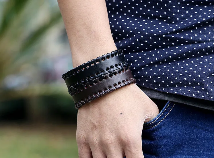 Vintage punk leather bracelet