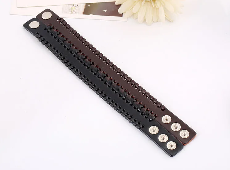 Vintage punk leather bracelet