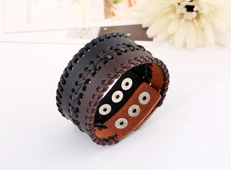 Vintage punk leather bracelet