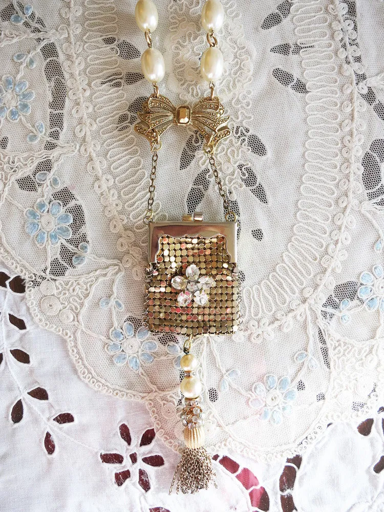 Vintage Purse with Tassel Necklace