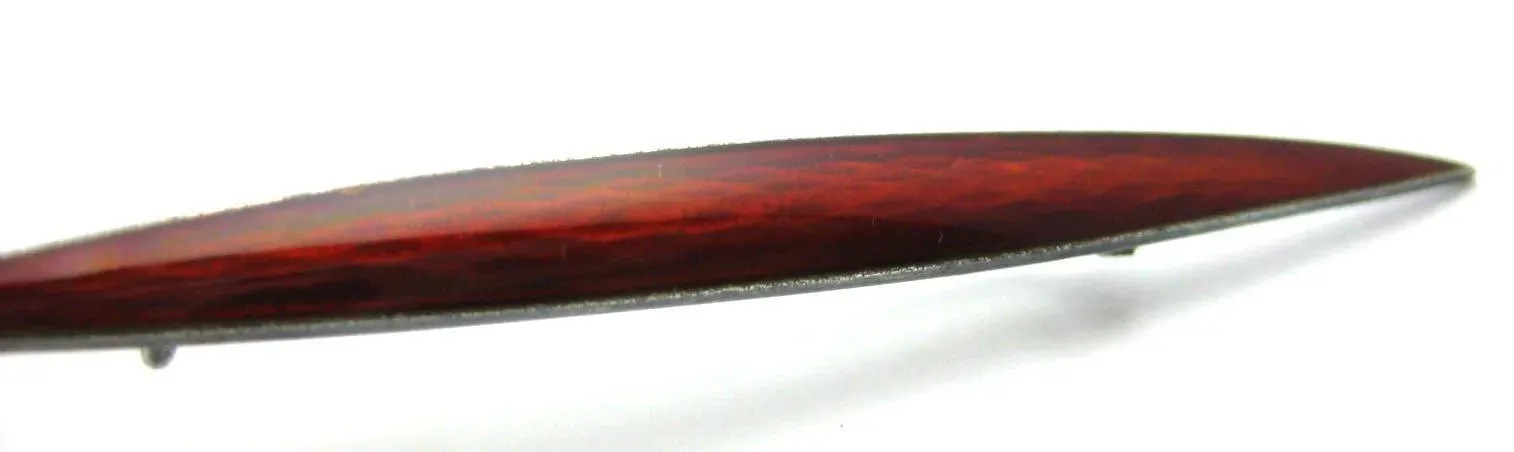 Vintage Silver Enamelled Red Bar Brooch