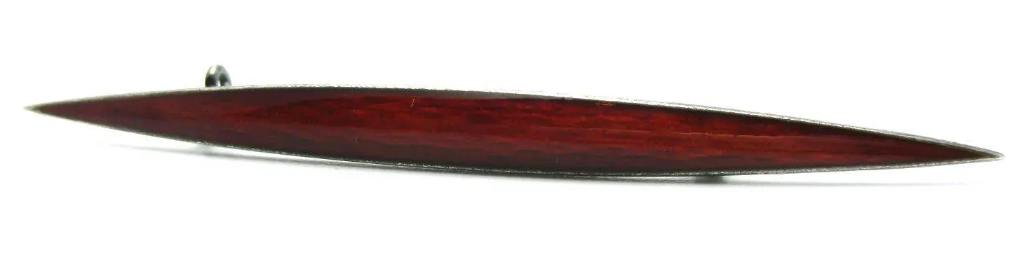 Vintage Silver Enamelled Red Bar Brooch