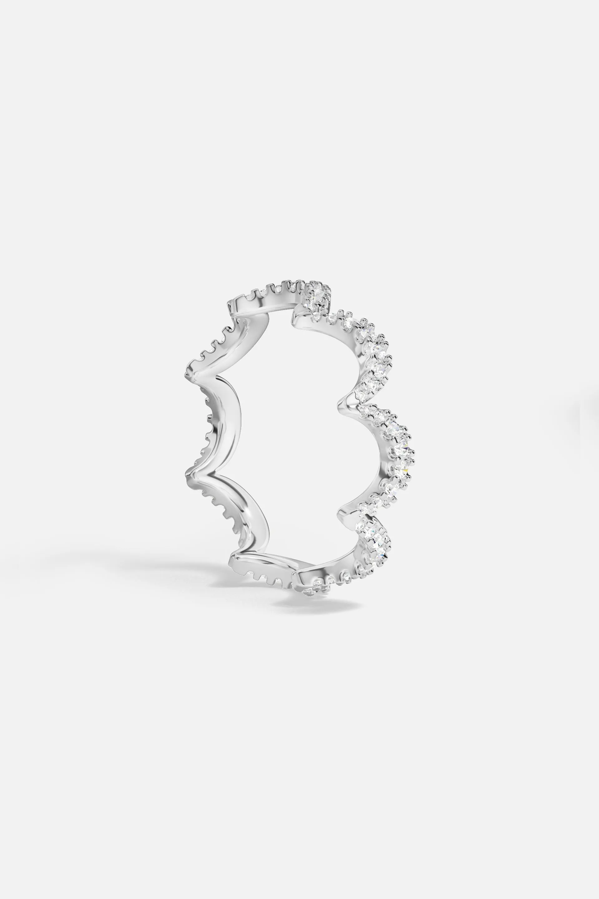 Wavy Silver Pavé Ring