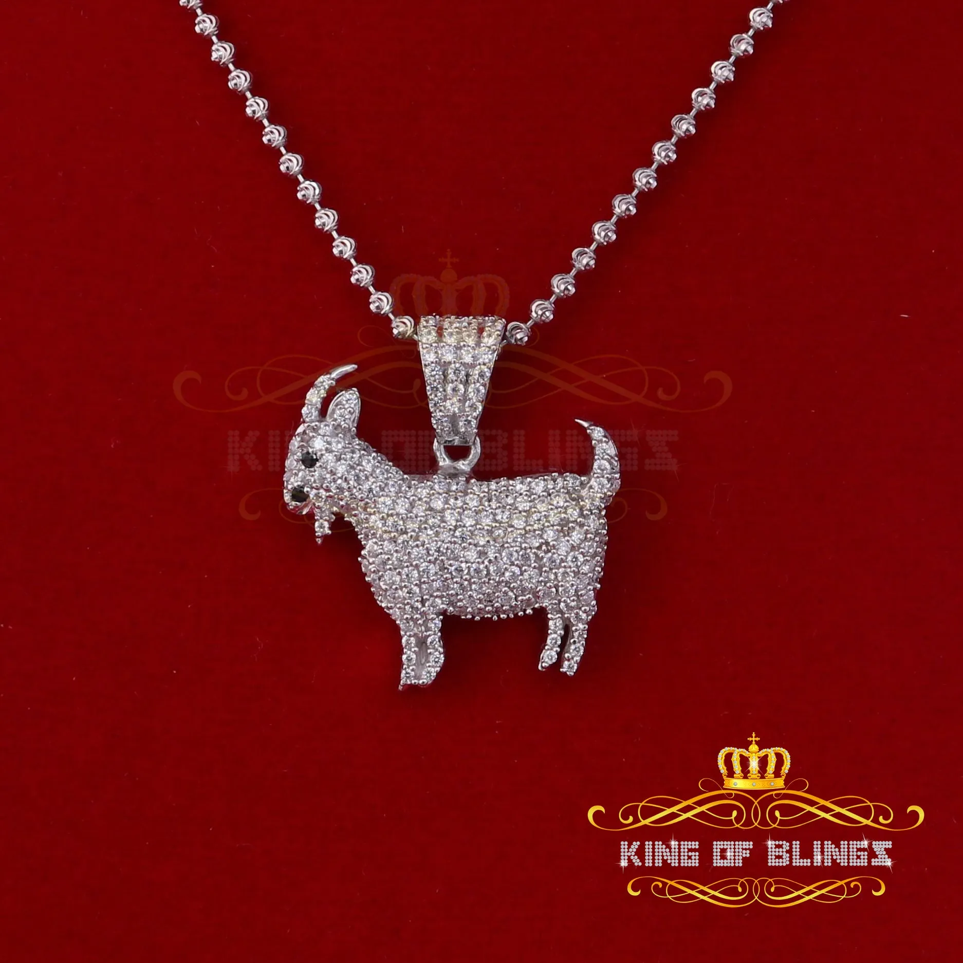 White 925 Sterling Silver Goat wise Shape Pendant with 3.82ct Cubic Zirconia